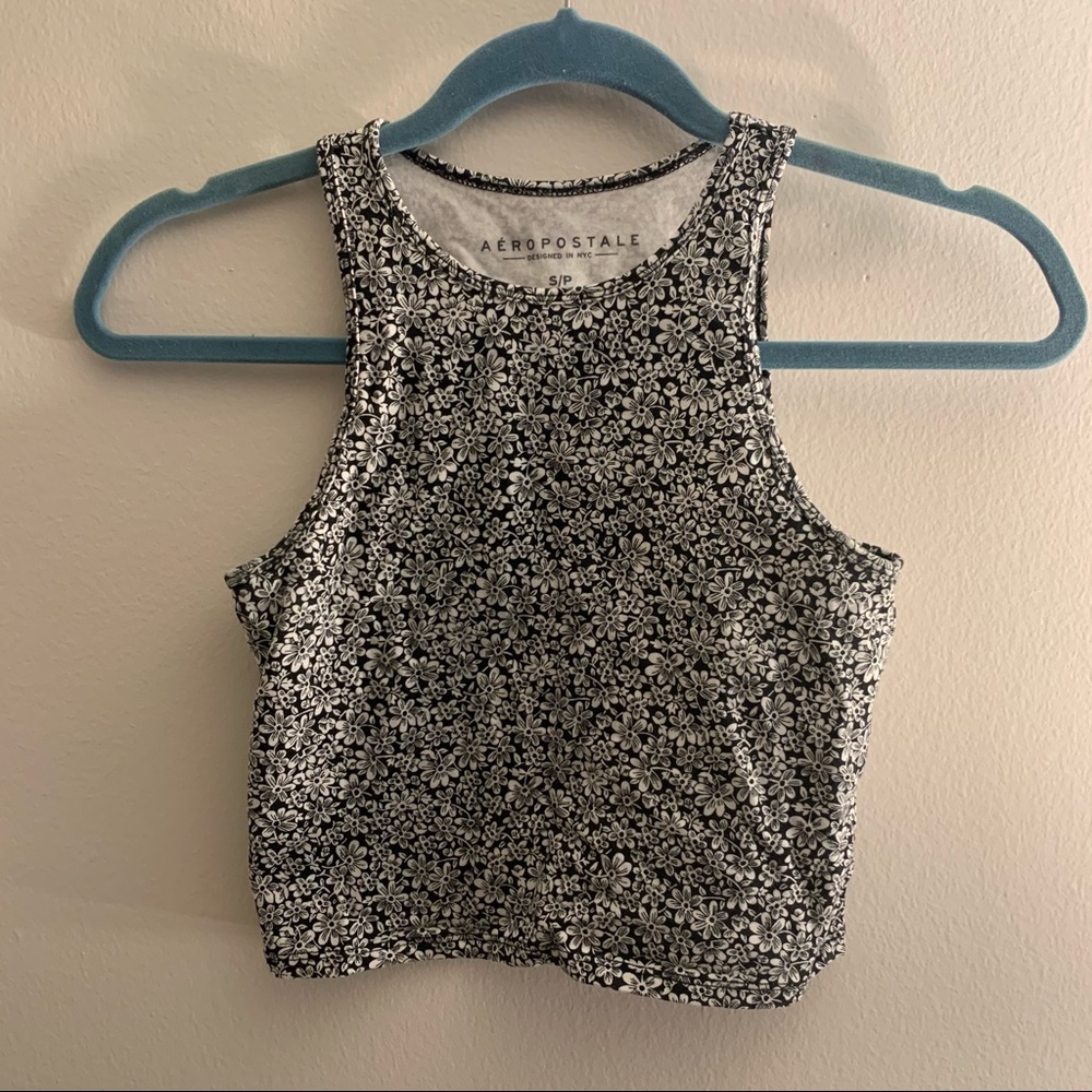 Black and White Floral Crop Top